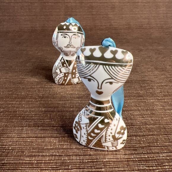 Jonathan Adler King & Queen Ornament Set – White Bisque Porcelain Christmas Deco - Picture 2 of 5